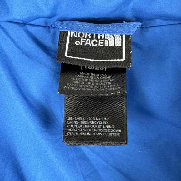 The North Face 550 Puffer Jacket Boys XL 18/20 Goose Down Full Zip Coat Blue - Picture 4 of 11